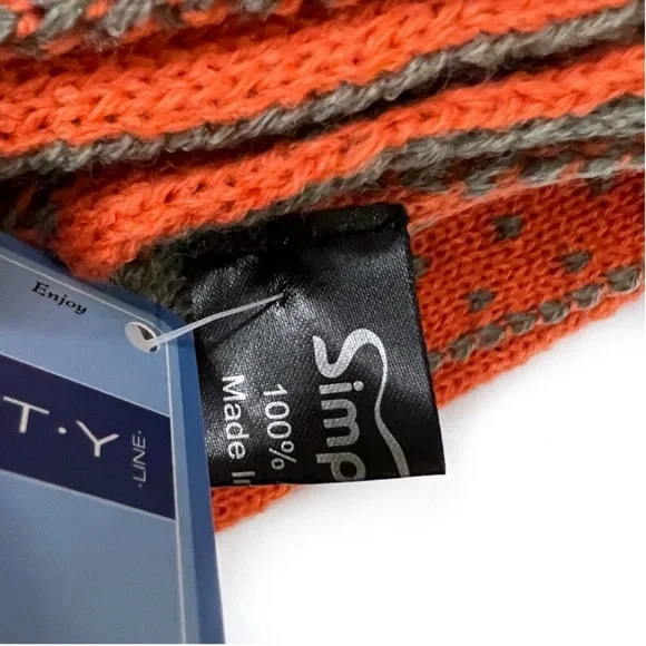 Simplicity Knit Winter Scarf Wide Long Wrap Gray and Orange Reversible U… - Picture 7 of 15
